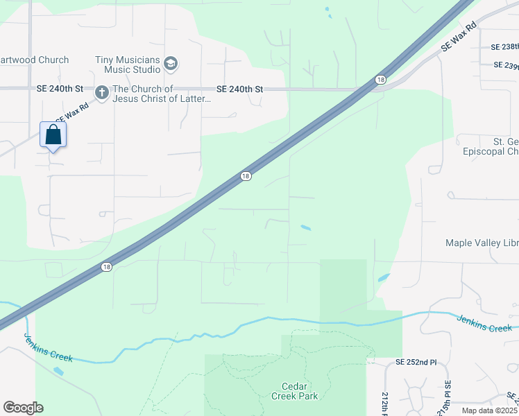 map of restaurants, bars, coffee shops, grocery stores, and more near 20707 Southeast 245th Place in Maple Valley