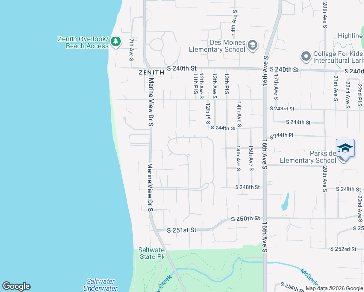 map of restaurants, bars, coffee shops, grocery stores, and more near 24434 10th Avenue South in Des Moines