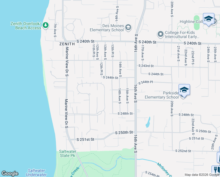 map of restaurants, bars, coffee shops, grocery stores, and more near 24435 13th Place South in Des Moines