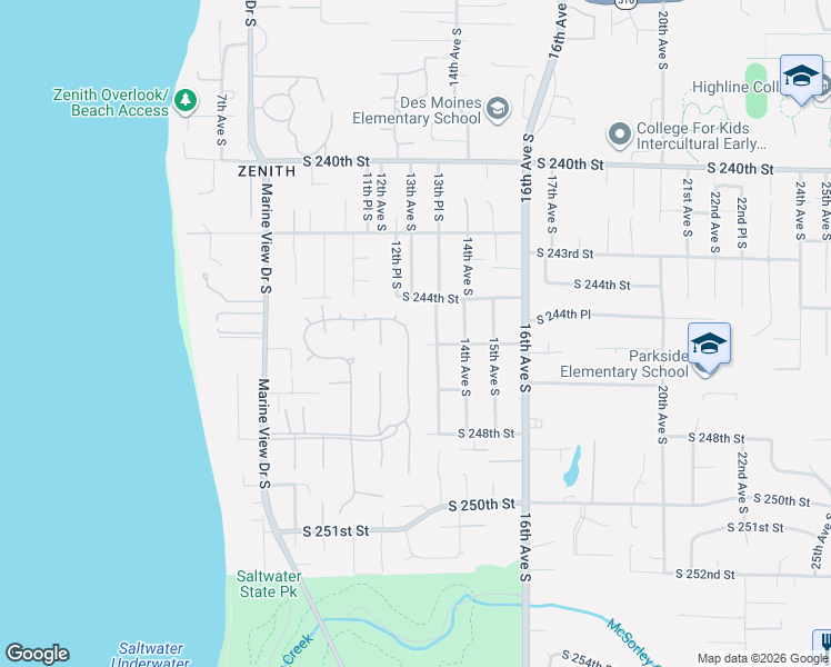 map of restaurants, bars, coffee shops, grocery stores, and more near 24440 13th Avenue South in Des Moines