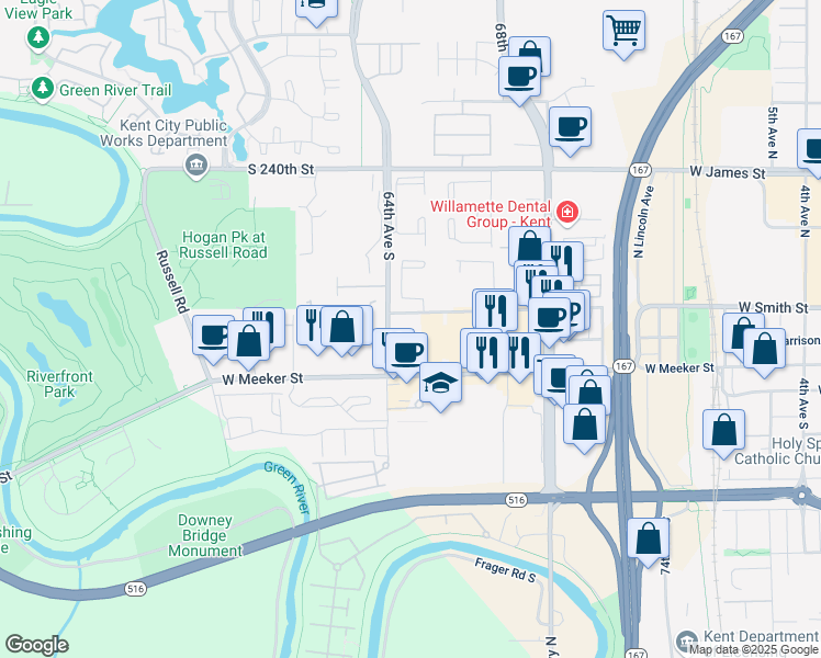map of restaurants, bars, coffee shops, grocery stores, and more near in Kent