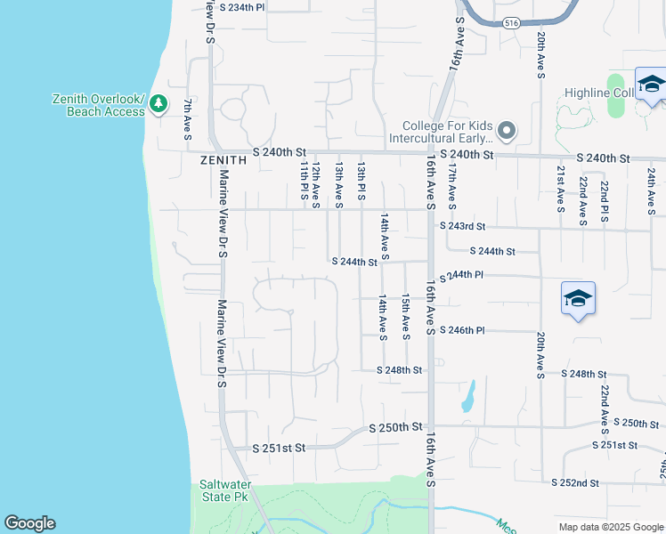 map of restaurants, bars, coffee shops, grocery stores, and more near 1218 South 244th Place in Des Moines