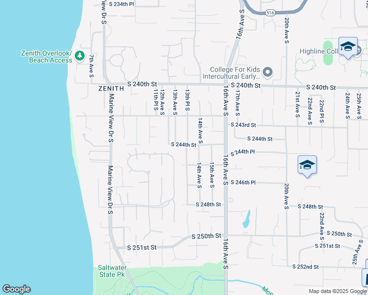 map of restaurants, bars, coffee shops, grocery stores, and more near 24246 13th Avenue South in Des Moines