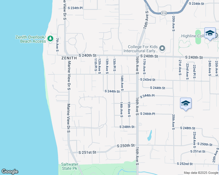 map of restaurants, bars, coffee shops, grocery stores, and more near 24246 13th Avenue South in Des Moines