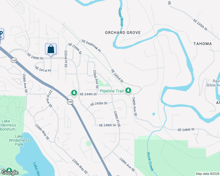 map of restaurants, bars, coffee shops, grocery stores, and more near 23711 Southeast 243rd Place in Maple Valley