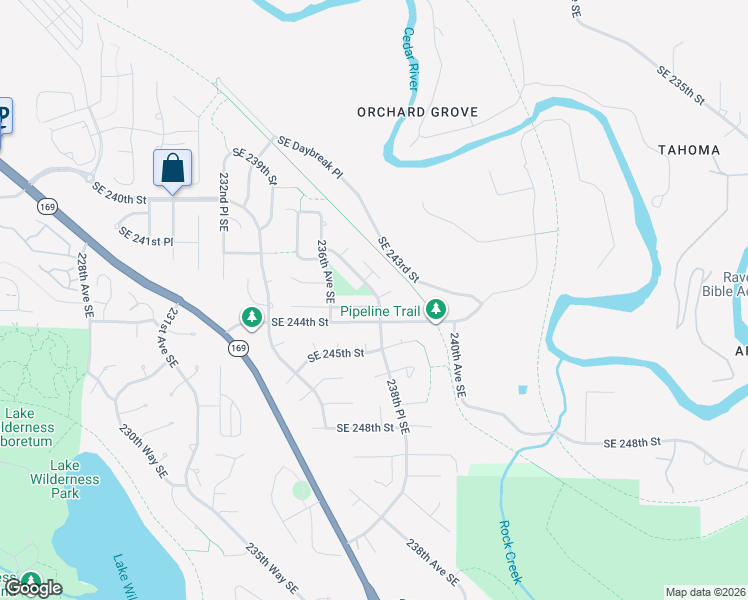 map of restaurants, bars, coffee shops, grocery stores, and more near 23711 Southeast 243rd Place in Maple Valley
