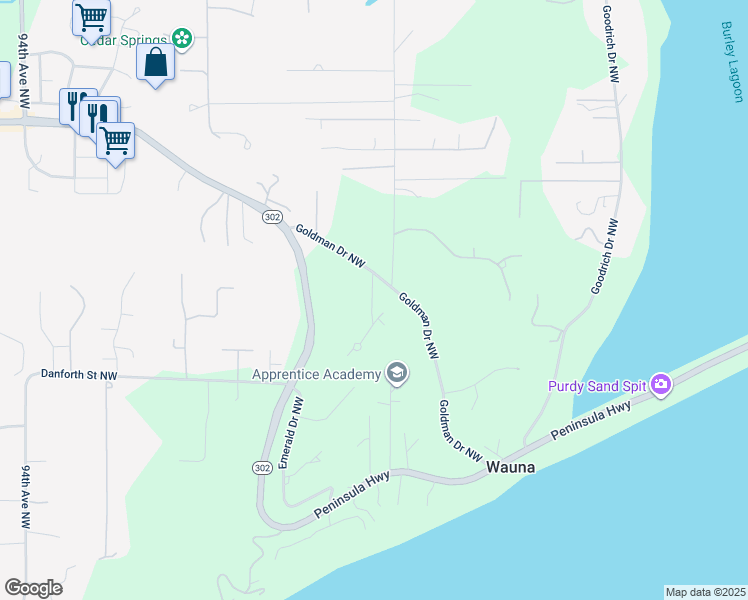 map of restaurants, bars, coffee shops, grocery stores, and more near 13808 Goldman Drive Northwest in Gig Harbor