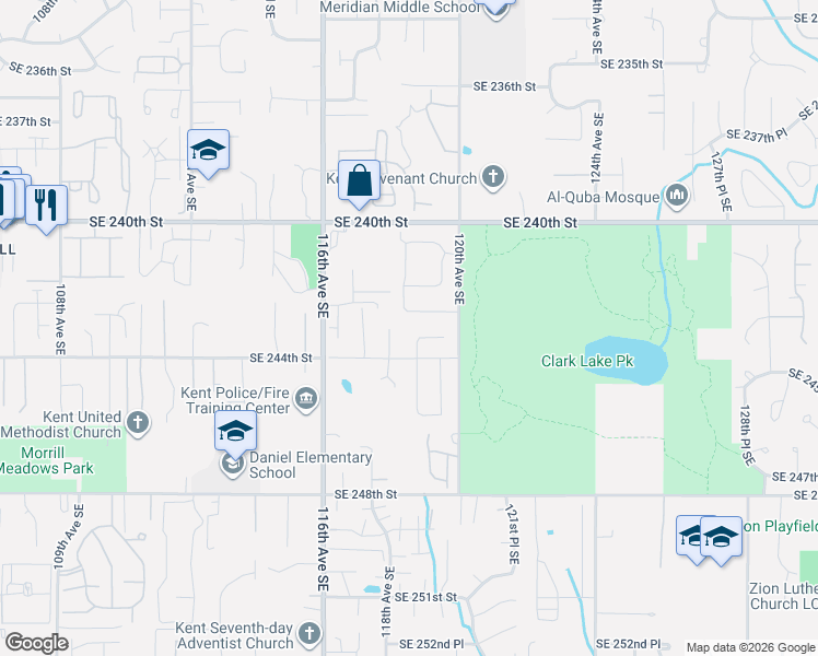 map of restaurants, bars, coffee shops, grocery stores, and more near 24332 118th Avenue Southeast in Kent
