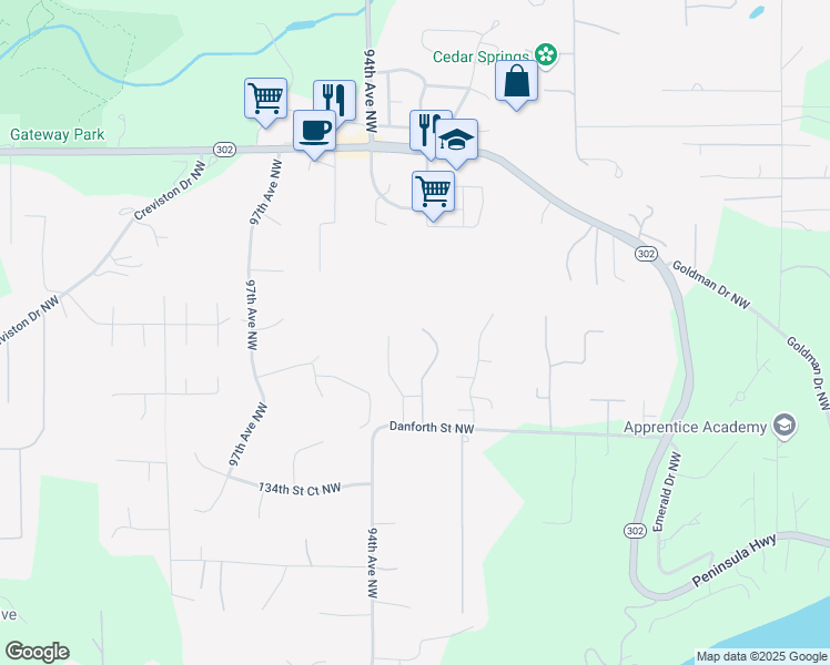 map of restaurants, bars, coffee shops, grocery stores, and more near 13706 92nd Avenue Court Northwest in Gig Harbor