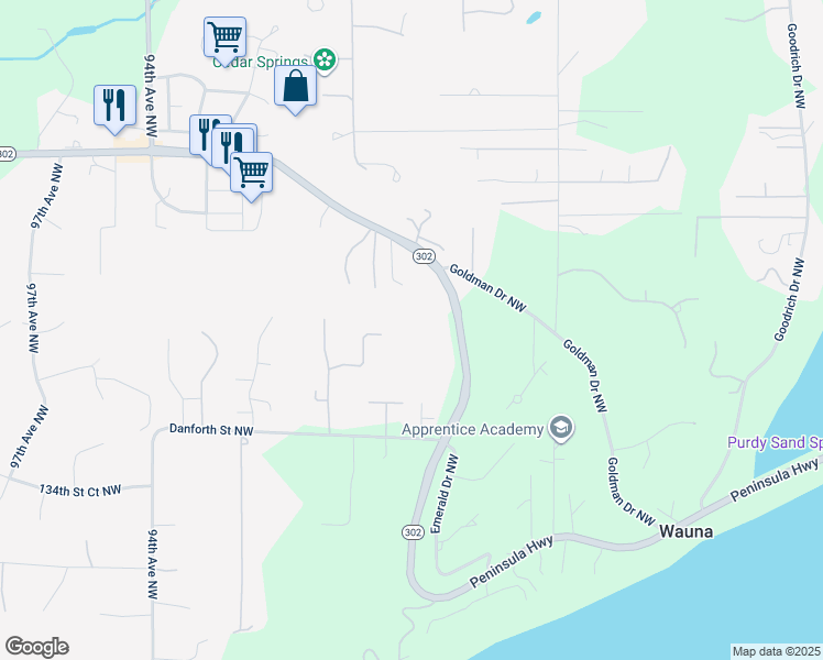 map of restaurants, bars, coffee shops, grocery stores, and more near in Gig Harbor