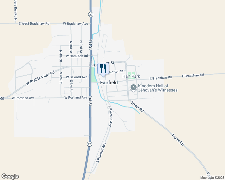 map of restaurants, bars, coffee shops, grocery stores, and more near in Fairfield