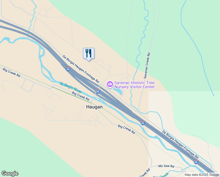 map of restaurants, bars, coffee shops, grocery stores, and more near in Haugan