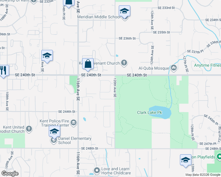 map of restaurants, bars, coffee shops, grocery stores, and more near 24205 120th Avenue Southeast in Kent