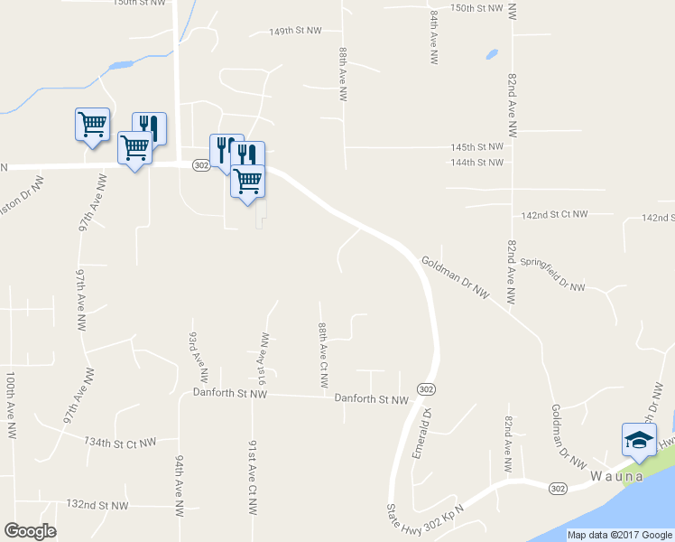 map of restaurants, bars, coffee shops, grocery stores, and more near 14004 87th Avenue Court Northwest in Gig Harbor