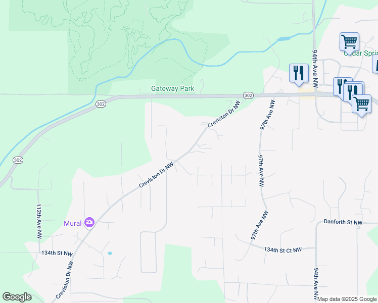 map of restaurants, bars, coffee shops, grocery stores, and more near 10213 Creviston Drive Northwest in Gig Harbor