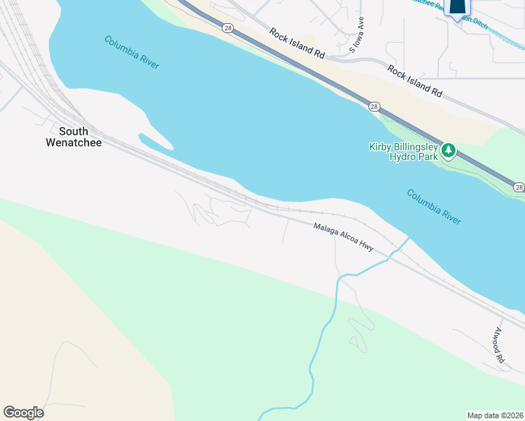 map of restaurants, bars, coffee shops, grocery stores, and more near 821 Malaga Road in Wenatchee