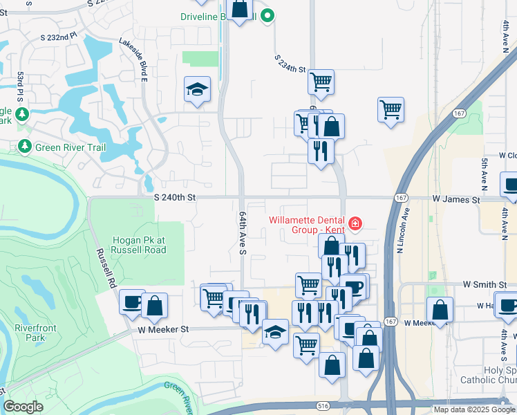 map of restaurants, bars, coffee shops, grocery stores, and more near in Kent