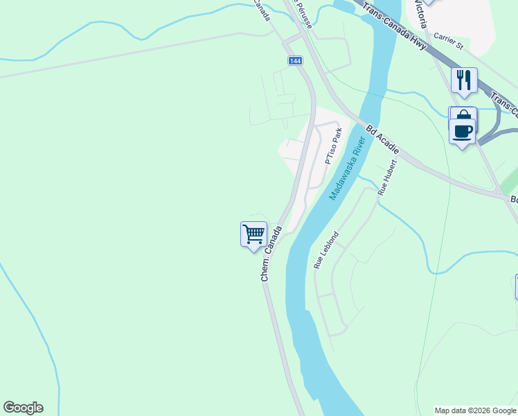 map of restaurants, bars, coffee shops, grocery stores, and more near 748 Chemin Canada in Edmundston
