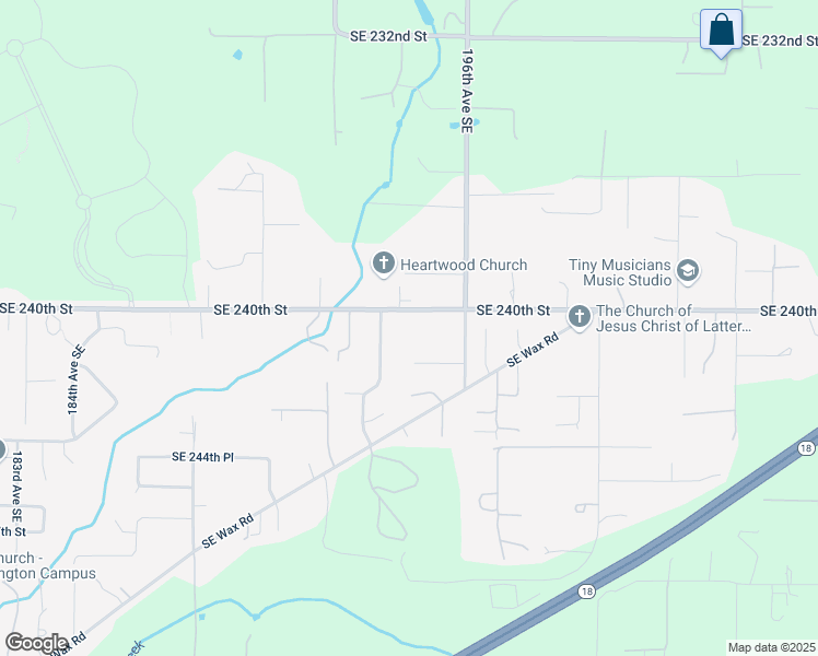 map of restaurants, bars, coffee shops, grocery stores, and more near 19419 Southeast 240th Street in Covington