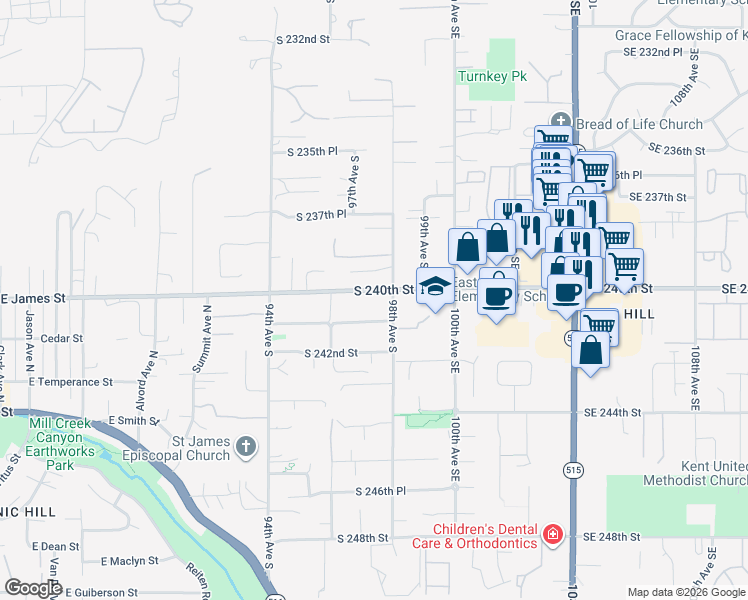 map of restaurants, bars, coffee shops, grocery stores, and more near in Kent