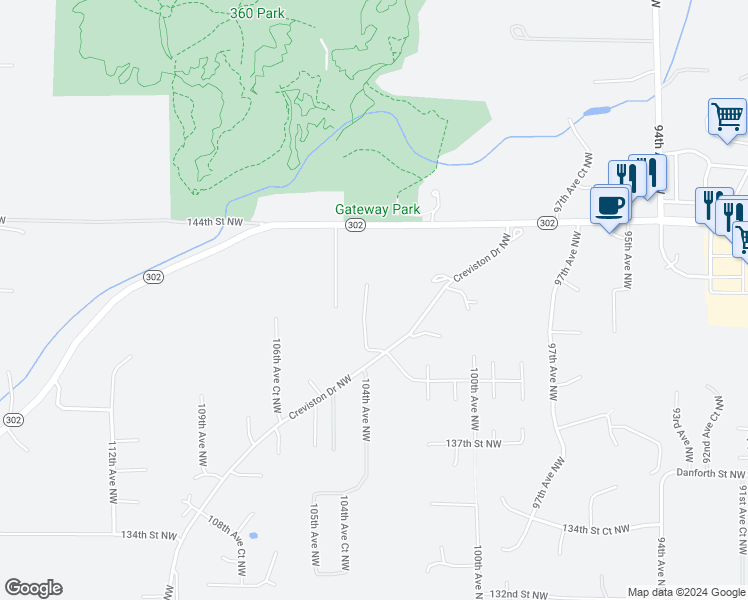 map of restaurants, bars, coffee shops, grocery stores, and more near 14117 103rd Avenue Court Northwest in Gig Harbor