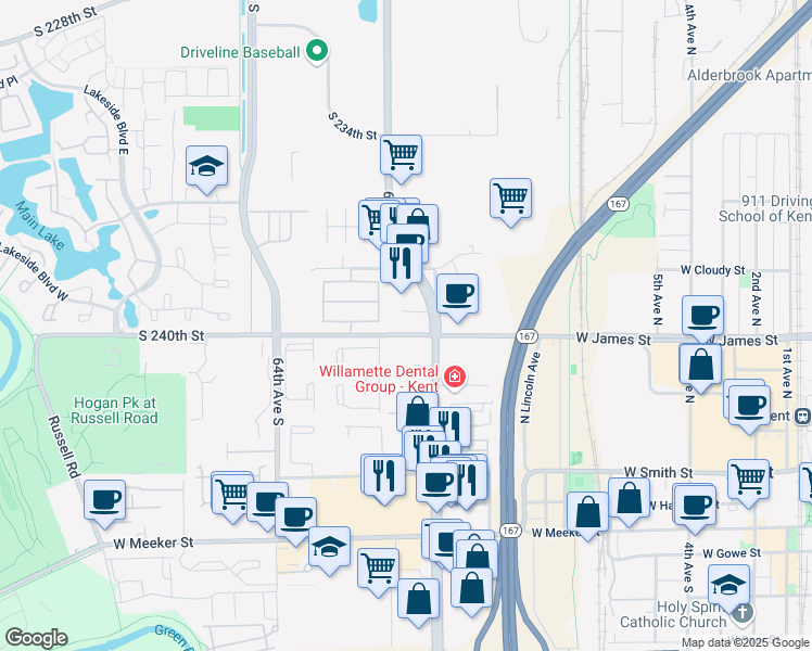map of restaurants, bars, coffee shops, grocery stores, and more near in Kent