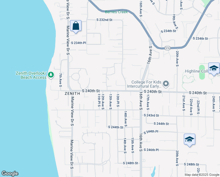 map of restaurants, bars, coffee shops, grocery stores, and more near 23918 12th Place South in Des Moines