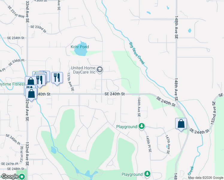 map of restaurants, bars, coffee shops, grocery stores, and more near 23838 140th Lane Southeast in Kent