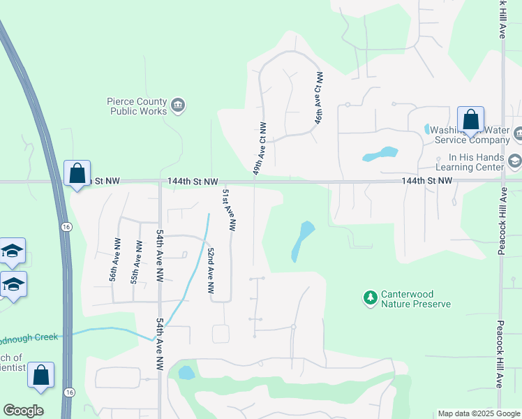 map of restaurants, bars, coffee shops, grocery stores, and more near 14217 49th Avenue Court Northwest in Gig Harbor