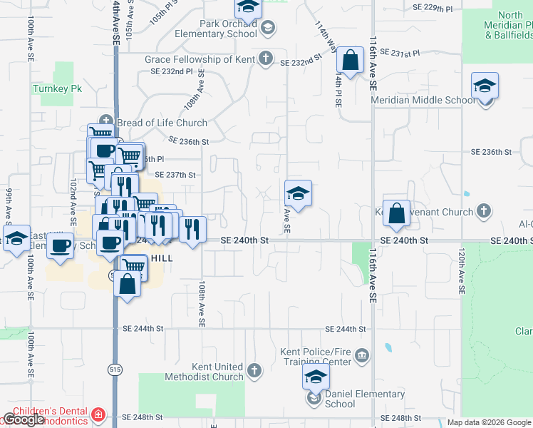 map of restaurants, bars, coffee shops, grocery stores, and more near in Kent