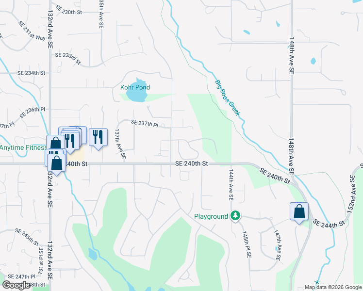 map of restaurants, bars, coffee shops, grocery stores, and more near 23838 140th Lane Southeast in Kent
