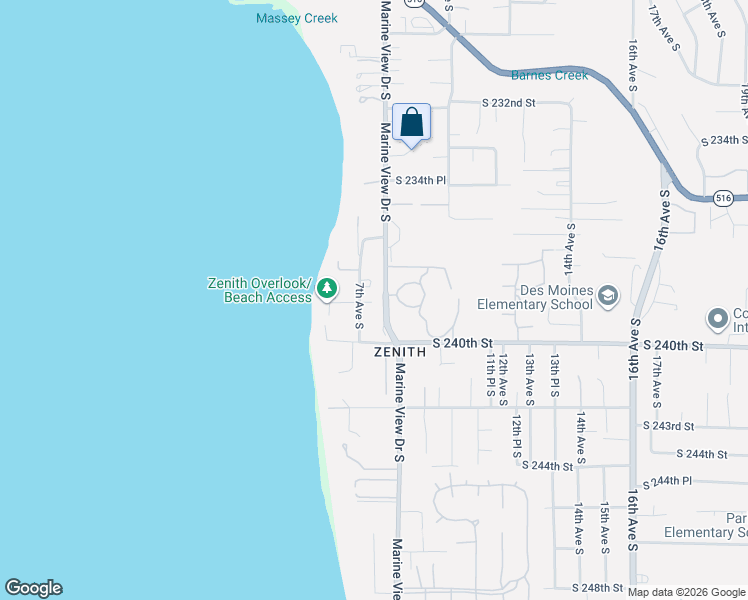 map of restaurants, bars, coffee shops, grocery stores, and more near 23840 7th Avenue South in Des Moines