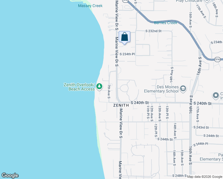 map of restaurants, bars, coffee shops, grocery stores, and more near 23840 7th Avenue South in Des Moines