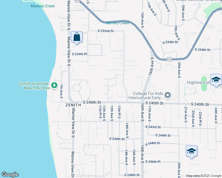 map of restaurants, bars, coffee shops, grocery stores, and more near 1221 South 238th Lane in Seattle