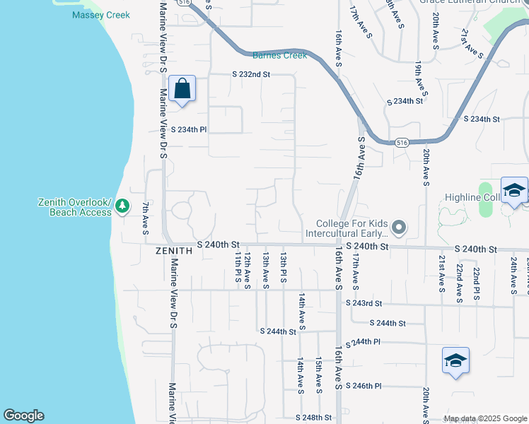map of restaurants, bars, coffee shops, grocery stores, and more near 1221 South 238th Lane in Seattle