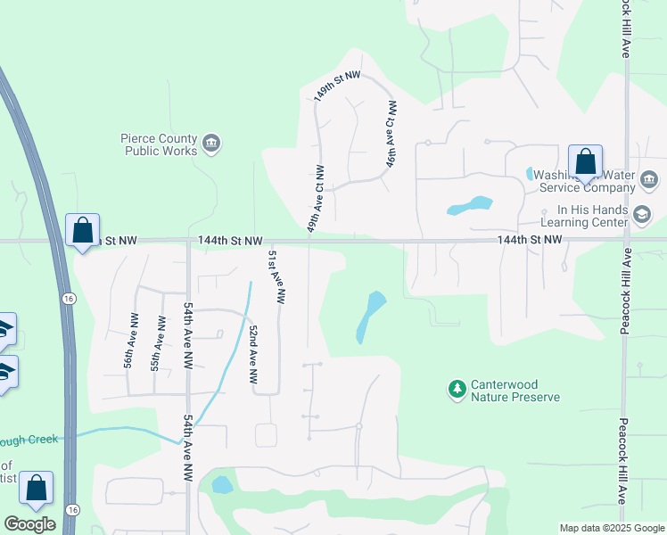 map of restaurants, bars, coffee shops, grocery stores, and more near 4816 144th Street Northwest in Gig Harbor