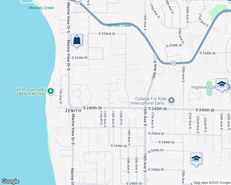 map of restaurants, bars, coffee shops, grocery stores, and more near 1221 South 238th Lane in Seattle