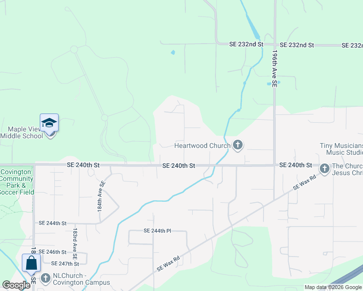 map of restaurants, bars, coffee shops, grocery stores, and more near 23906 190th Avenue Southeast in Covington