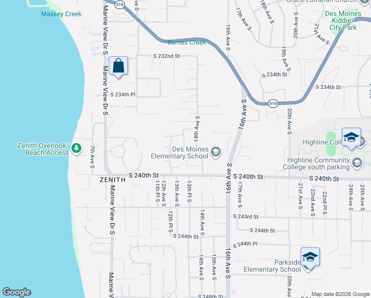 map of restaurants, bars, coffee shops, grocery stores, and more near 1221 South 238th Lane in Seattle