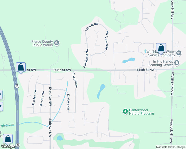 map of restaurants, bars, coffee shops, grocery stores, and more near 4816 144th Street Northwest in Gig Harbor