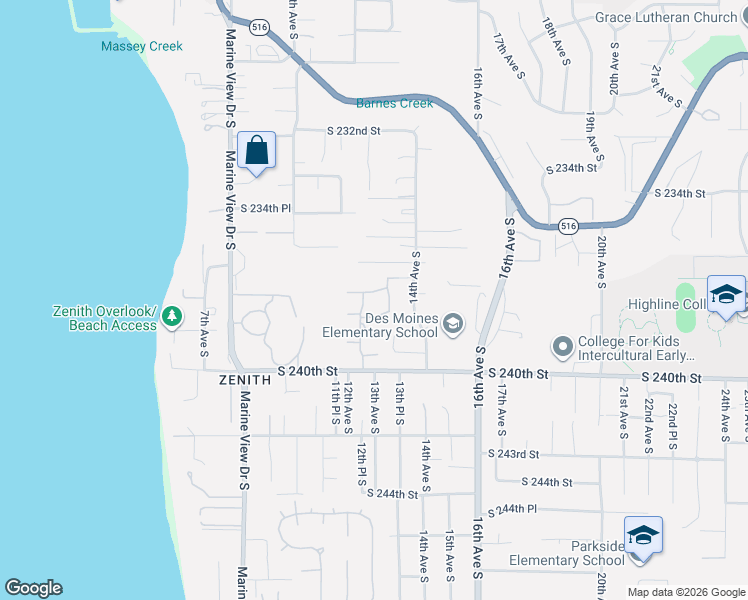 map of restaurants, bars, coffee shops, grocery stores, and more near 1233 South 236th Place in Des Moines