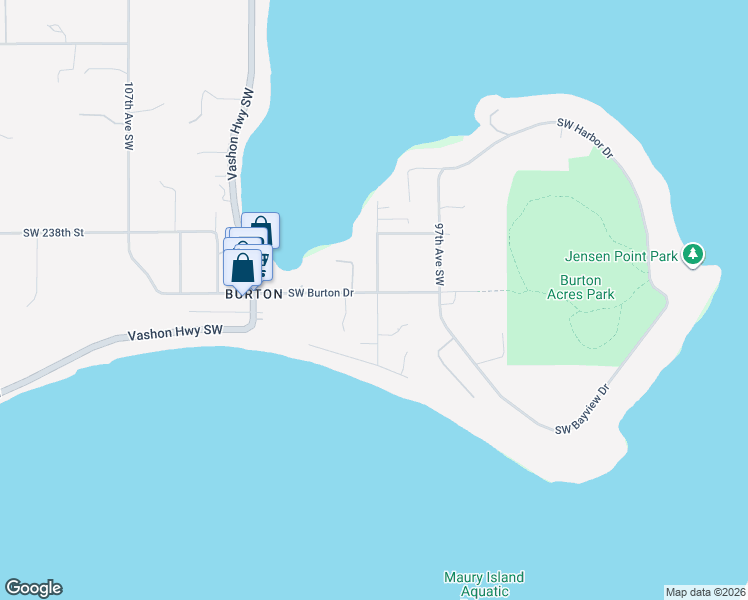 map of restaurants, bars, coffee shops, grocery stores, and more near in Vashon