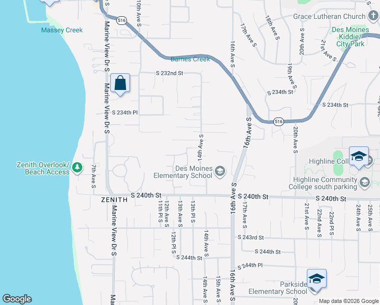 map of restaurants, bars, coffee shops, grocery stores, and more near 1233 South 236th Place in Des Moines