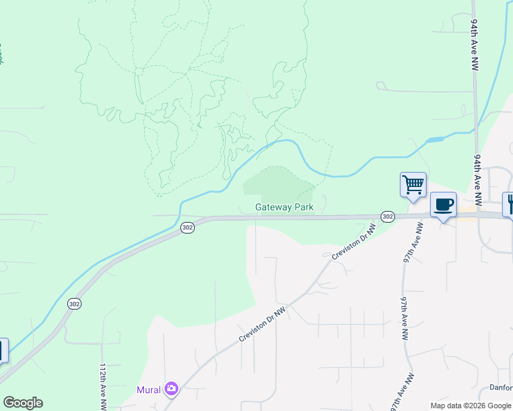 map of restaurants, bars, coffee shops, grocery stores, and more near 10415 State Route 302 Northwest in Gig Harbor