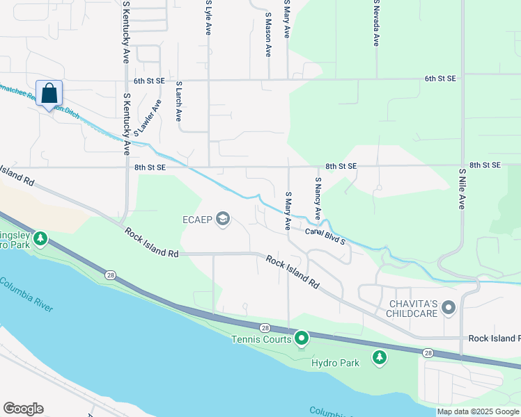 map of restaurants, bars, coffee shops, grocery stores, and more near 2009 Alice Lane in East Wenatchee