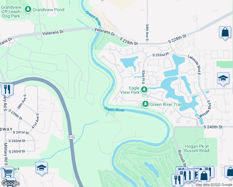 map of restaurants, bars, coffee shops, grocery stores, and more near 23629 51st Avenue South in Kent