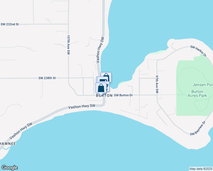 map of restaurants, bars, coffee shops, grocery stores, and more near in Vashon