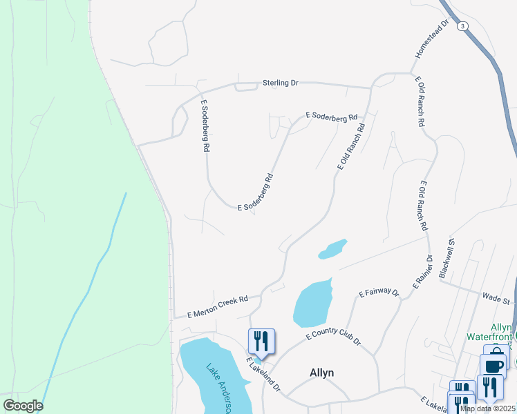 map of restaurants, bars, coffee shops, grocery stores, and more near 310 East Soderberg Road in Mason County