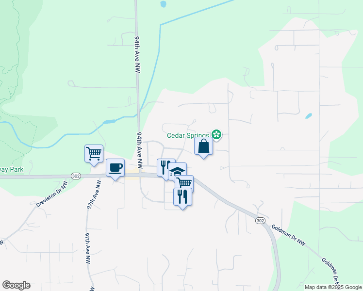 map of restaurants, bars, coffee shops, grocery stores, and more near 9104 147th Street Court Northwest in Gig Harbor