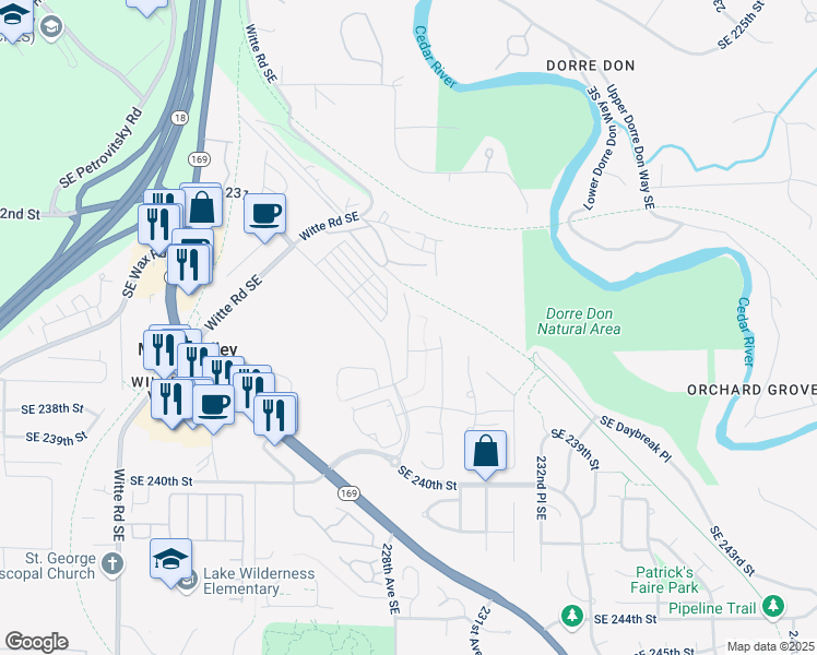 map of restaurants, bars, coffee shops, grocery stores, and more near 23717 228th Place Southeast in Maple Valley